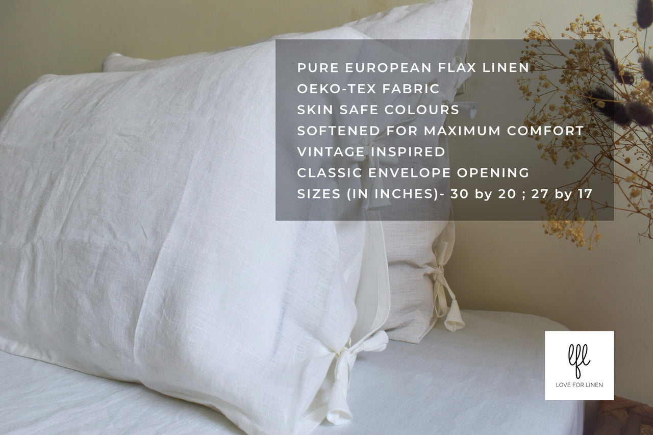 ALBUS WHITE LINEN PILLOW COVERS