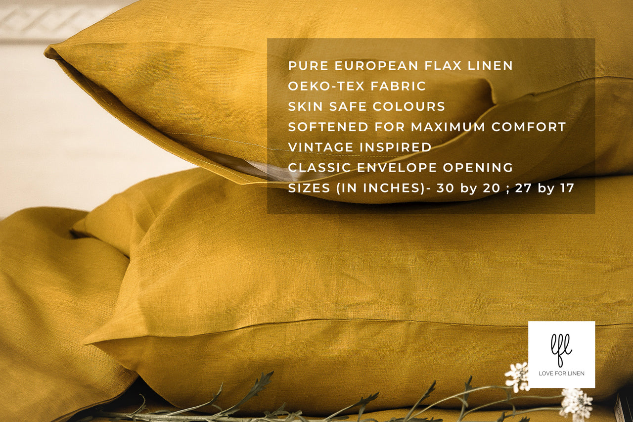 ELDORA YELLOW LINEN PILLOW COVERS