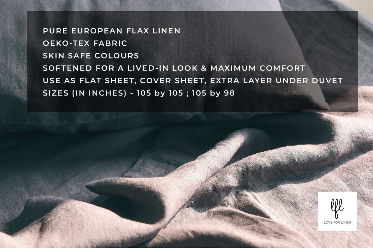 SLATE GRAY LINEN FLAT SHEET