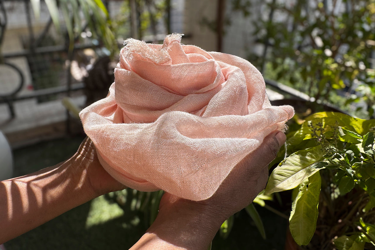 BLUSH PINK LINEN SHEER SCARF