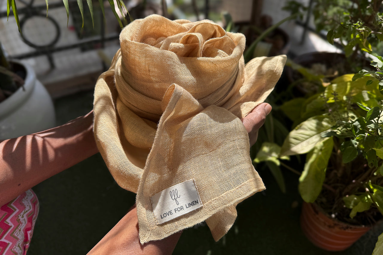 CHAI BROWN LINEN SHEER SCARF