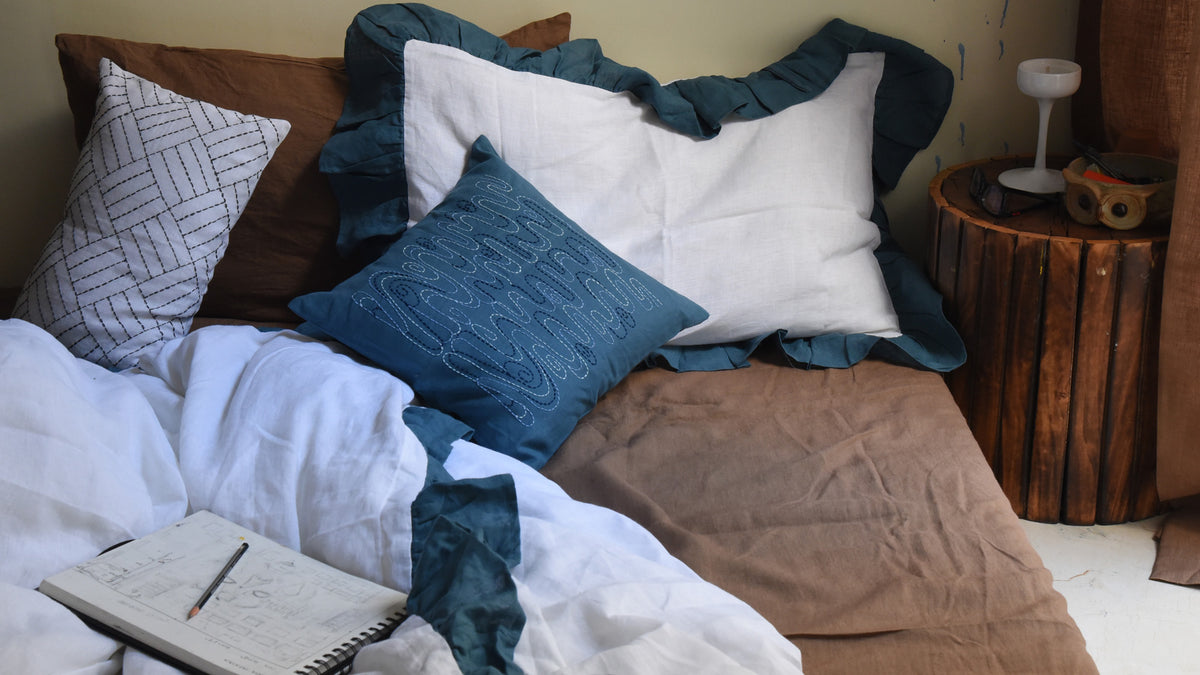 linen embroidered cushion covers