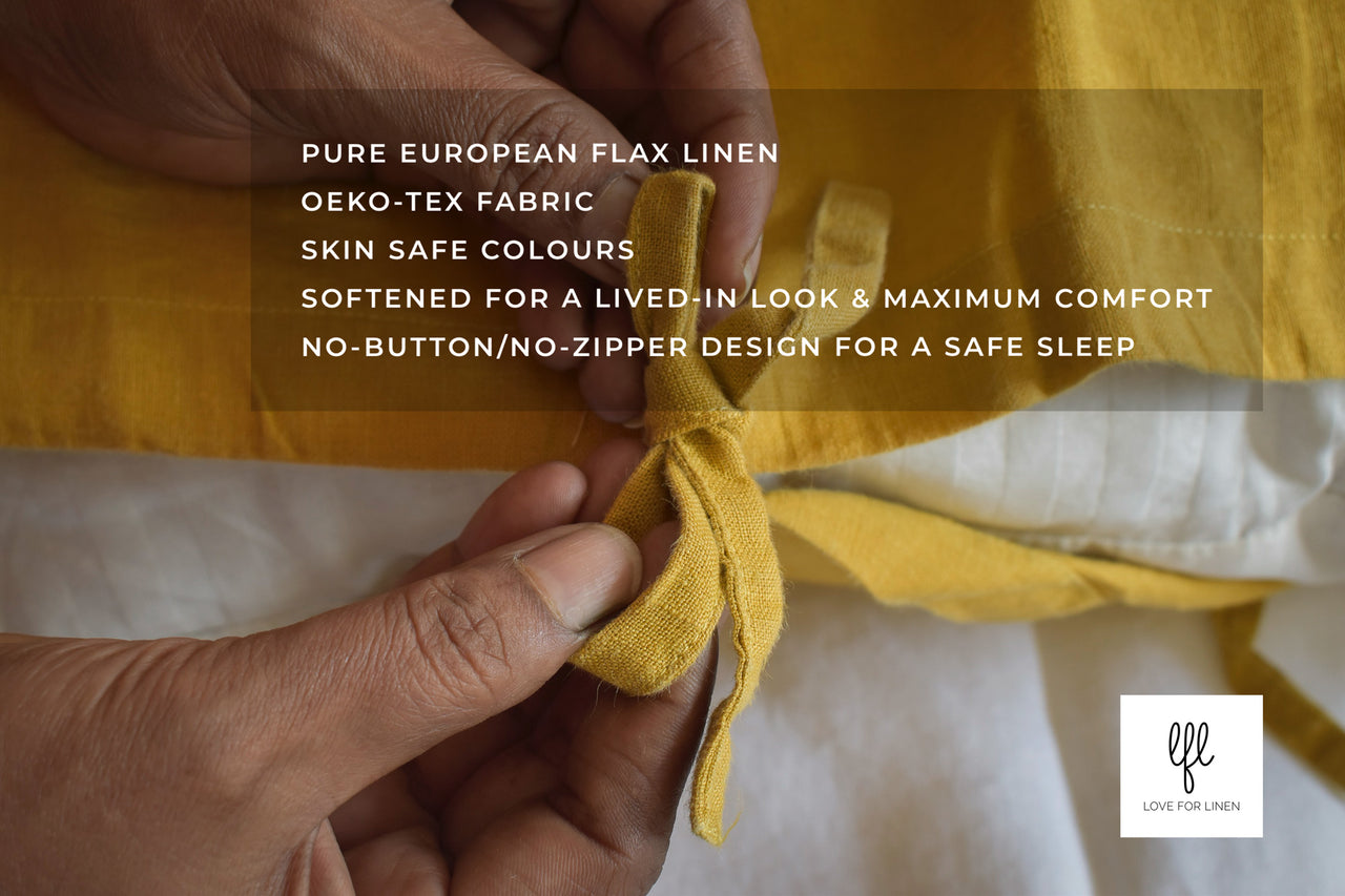 ELDORA YELLOW LINEN DUVET COVER