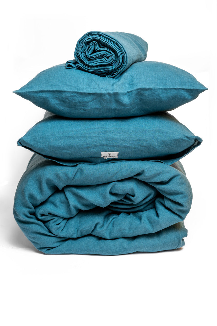 LAGOON BLUE LINEN BED-BUNDLE