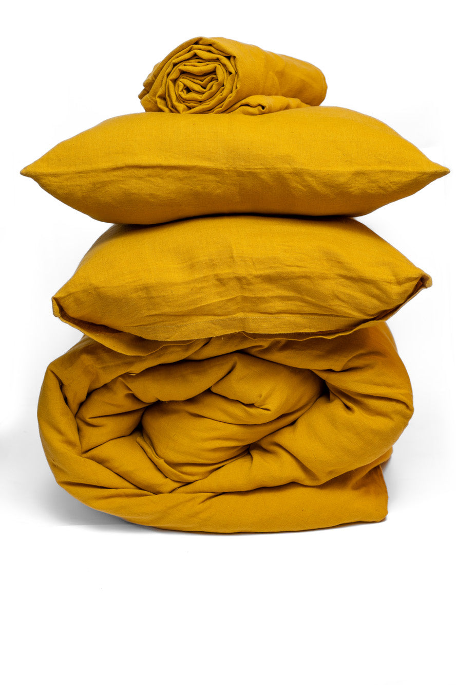 ELDORA YELLOW LINEN BED-BUNDLE