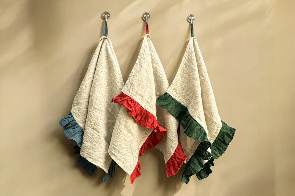 SET OF 3 LINEN KITCHEN TOWELS