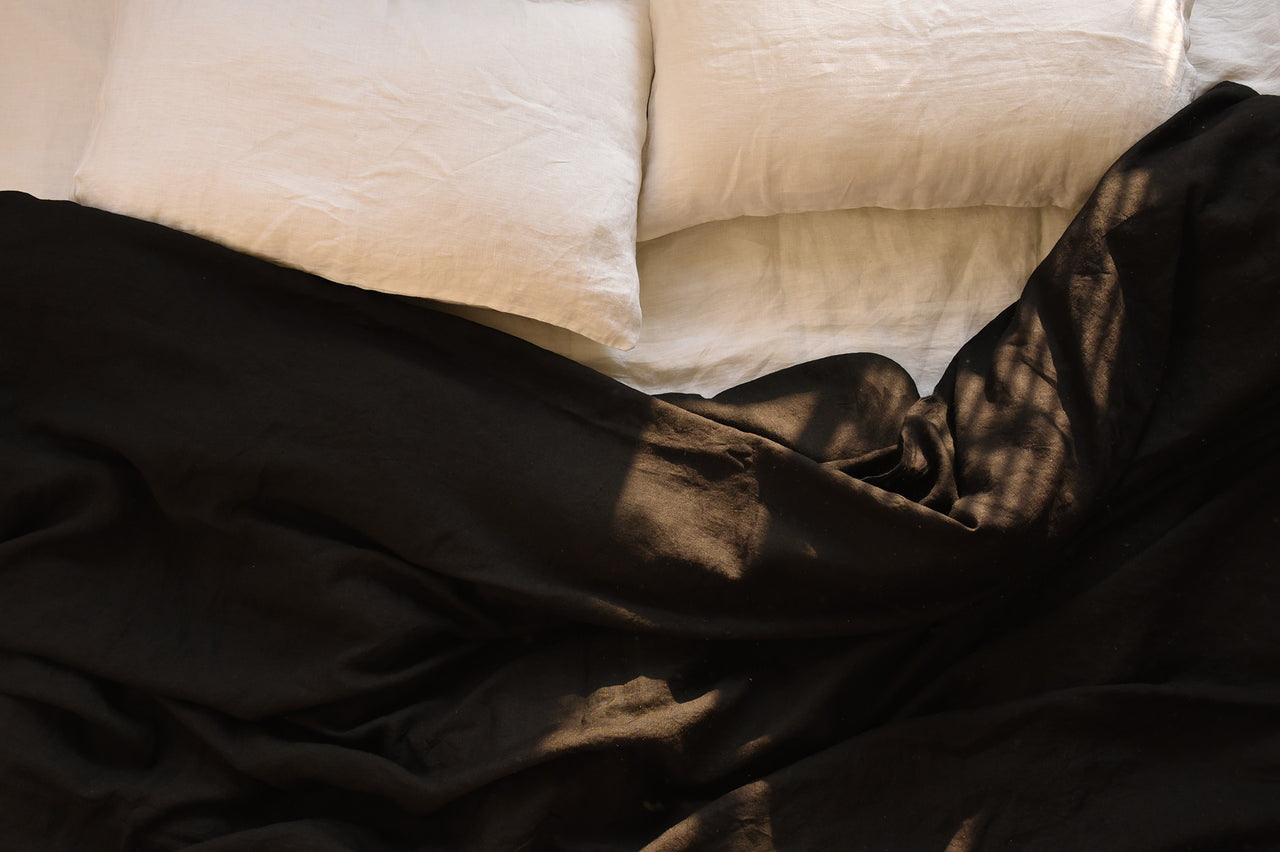 CHARCOAL BLACK LINEN DUVET COVER