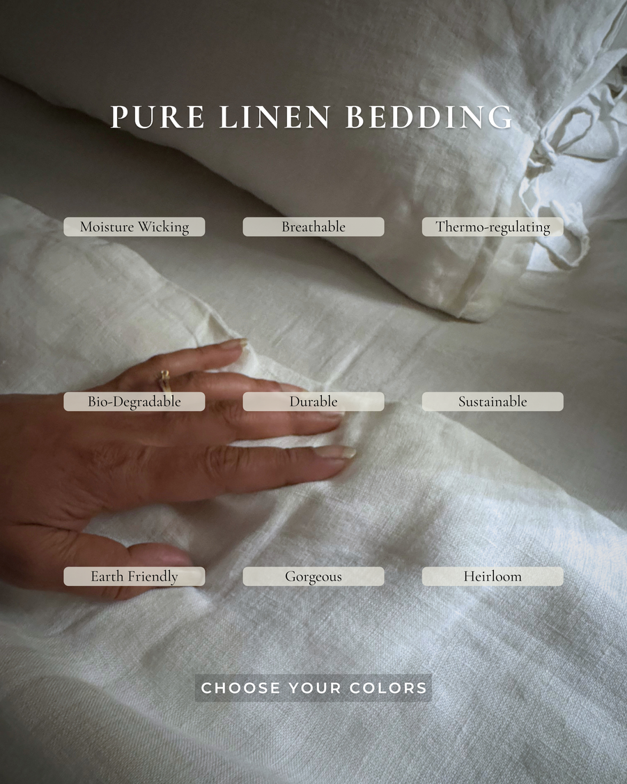 WHITE LINEN BEDDING SET
